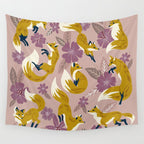 Foxes & Blooms - Lavender Palette Wall Tapestry Gallery Image 4