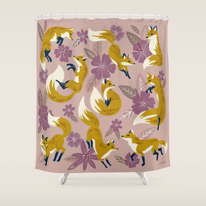 Foxes & Blooms - Lavender Palette Shower Curtain Gallery Image 1