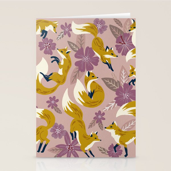 Foxes & Blooms - Lavender Palette Stationery Card Gallery Image 1