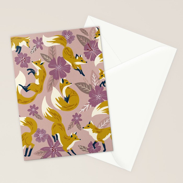 Foxes & Blooms - Lavender Palette Stationery Card Gallery Image 2