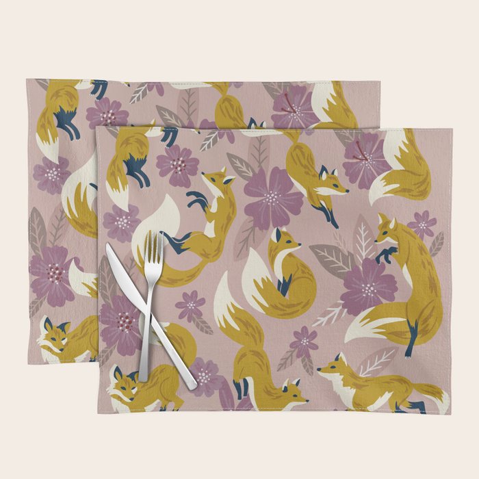 Foxes & Blooms - Lavender Palette Placemat Gallery Image 1