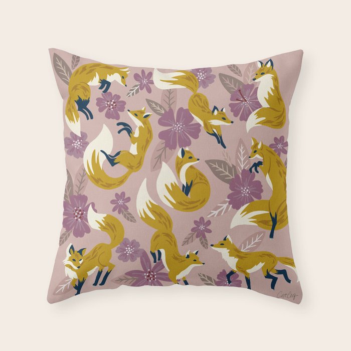 Foxes & Blooms - Lavender Palette Throw Pillow Gallery Image 6