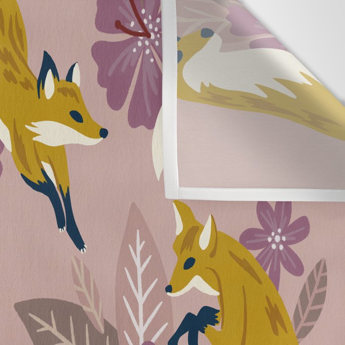 Foxes & Blooms - Lavender Palette Wall Tapestry Gallery Image 3