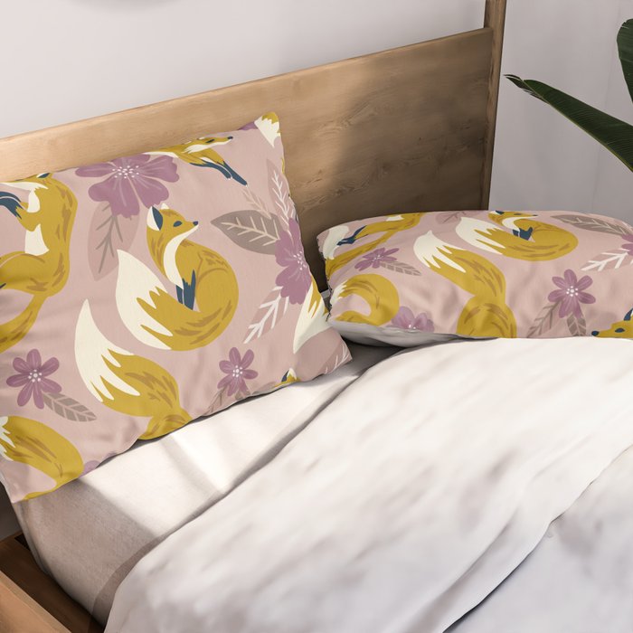 Foxes & Blooms - Lavender Palette Pillow Sham Gallery Image 2