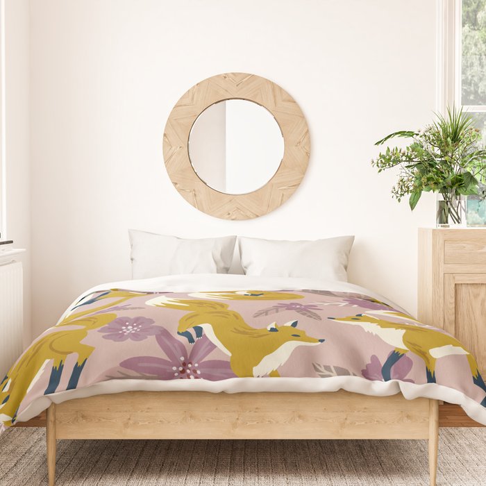 Foxes & Blooms - Lavender Palette Duvet Cover Gallery Image 3