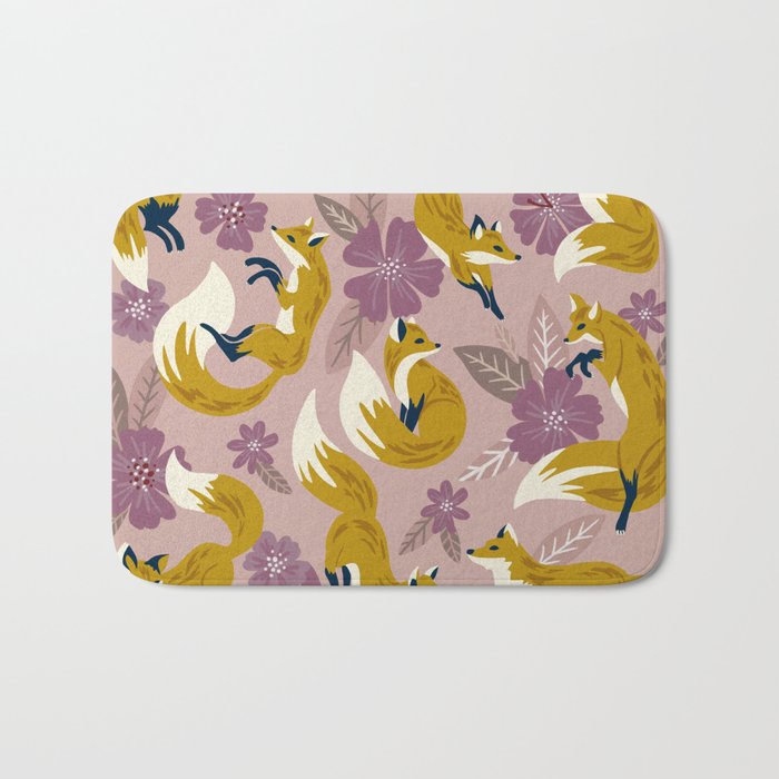 Foxes & Blooms - Lavender Palette Bath Mat Gallery Image 1