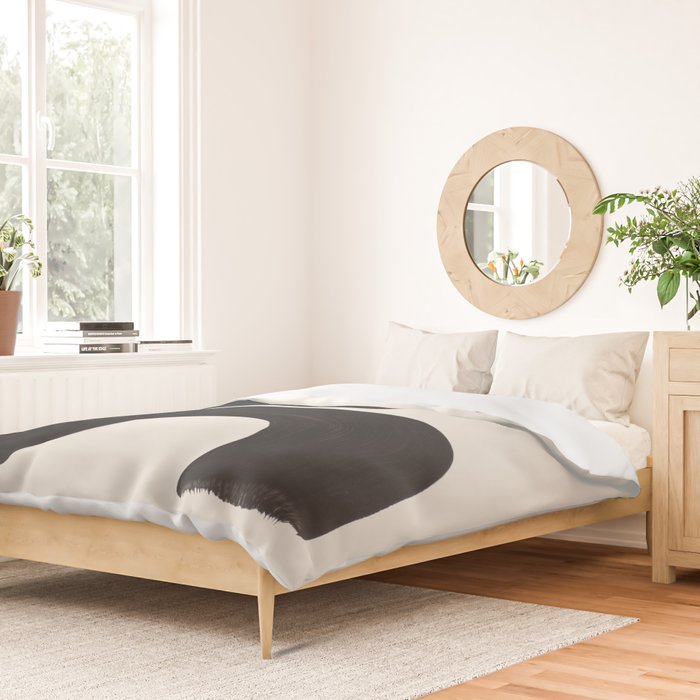 Mid Century Modern Minimalist Abstract Art Brush Strokes Black & White Ink Art Tribal Marking Duvet Cover Gallery Image 2