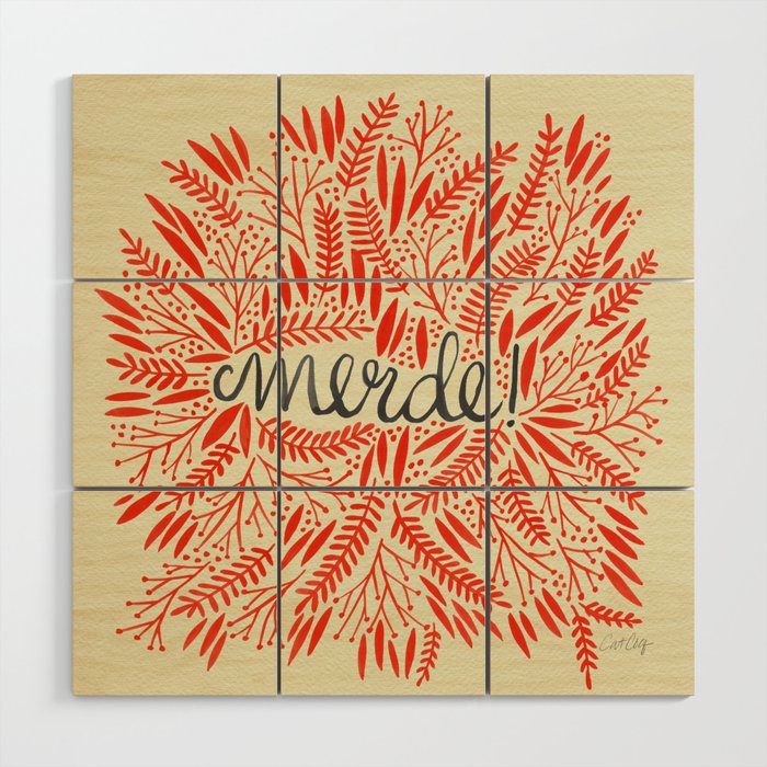 Pardon My French - Red on Cream Wood Wall Art Gallery Image 1