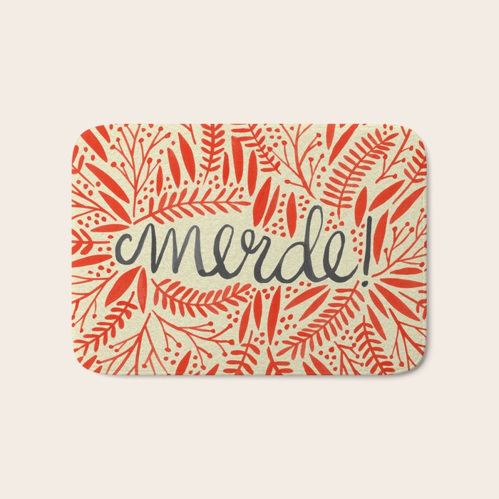 Pardon My French - Red on Cream Bath Mat Gallery Image 1