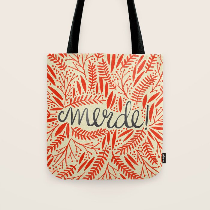 Pardon My French - Red on Cream Tote Bag Gallery Image 1