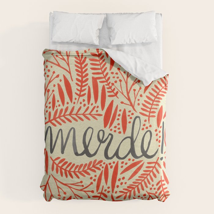 Pardon My French - Red on Cream Duvet Cover Gallery Image 6