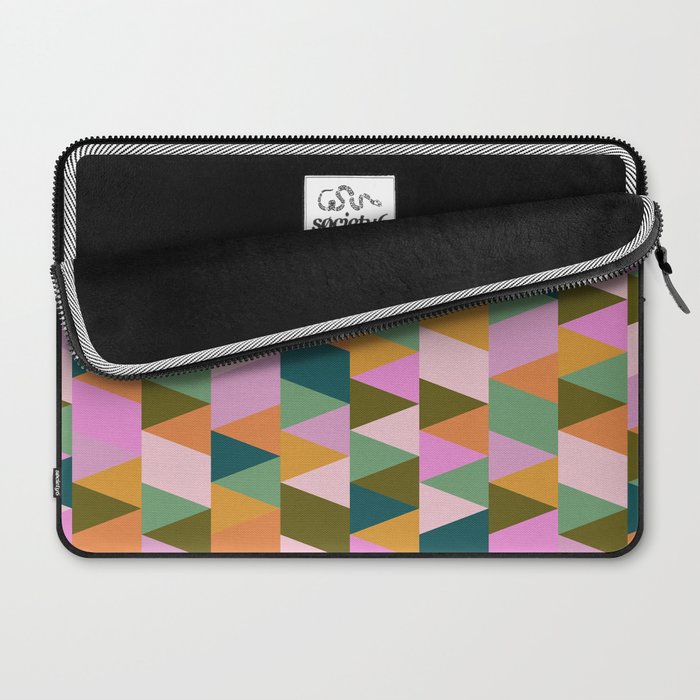 Retro Modern Pink Green Geometric Triangle Art Laptop Sleeve Gallery Image 2