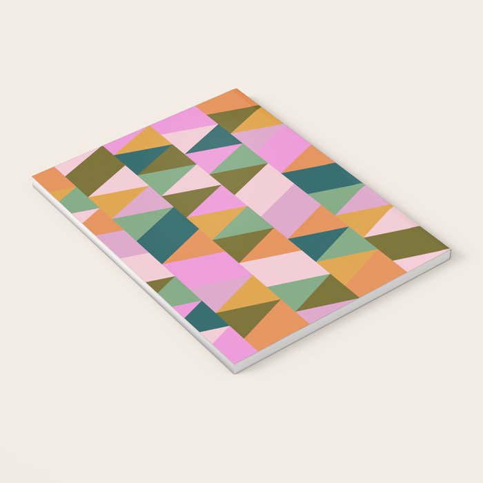 Retro Modern Pink Green Geometric Triangle Art Notebook Gallery Image 3