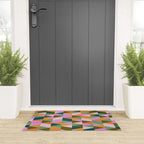 Retro Modern Pink Green Geometric Triangle Art Welcome Mat Gallery Image 3