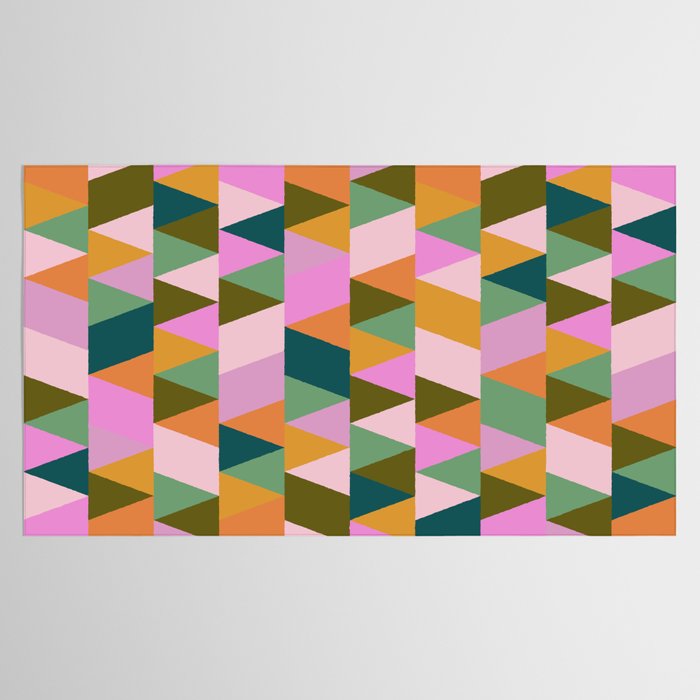 Retro Modern Pink Green Geometric Triangle Art Tablecloth Gallery Image 2