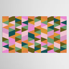 Retro Modern Pink Green Geometric Triangle Art Tablecloth Gallery Image 2