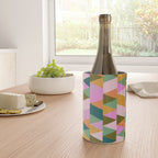 Retro Modern Pink Green Geometric Triangle Art Wine Chiller Gallery Image 4