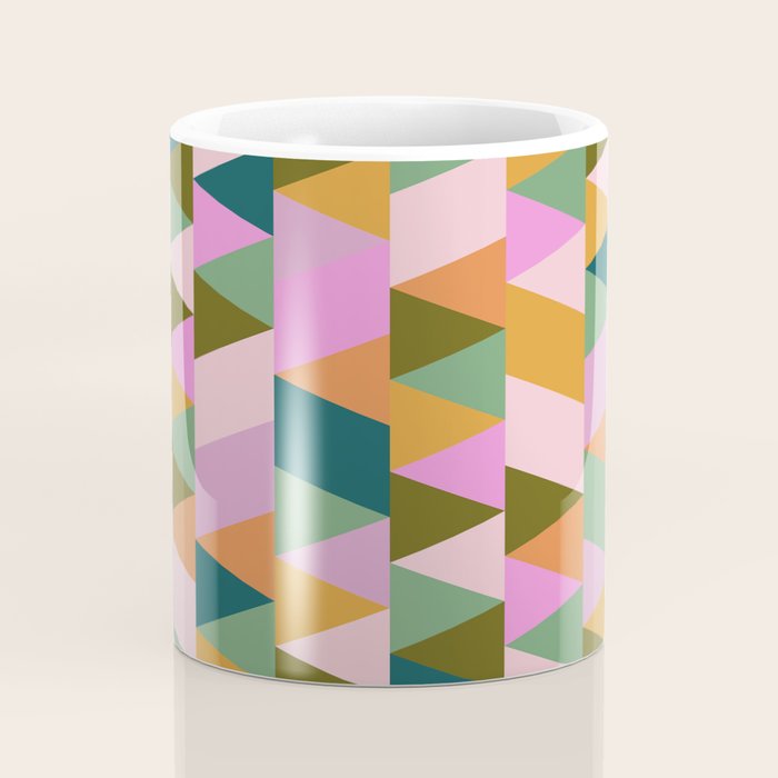 Retro Modern Pink Green Geometric Triangle Art Coffee Mug Gallery Image 4