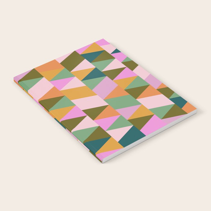 Retro Modern Pink Green Geometric Triangle Art Notebook Gallery Image 2
