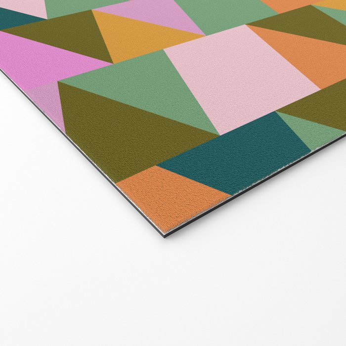 Retro Modern Pink Green Geometric Triangle Art Welcome Mat Gallery Image 2