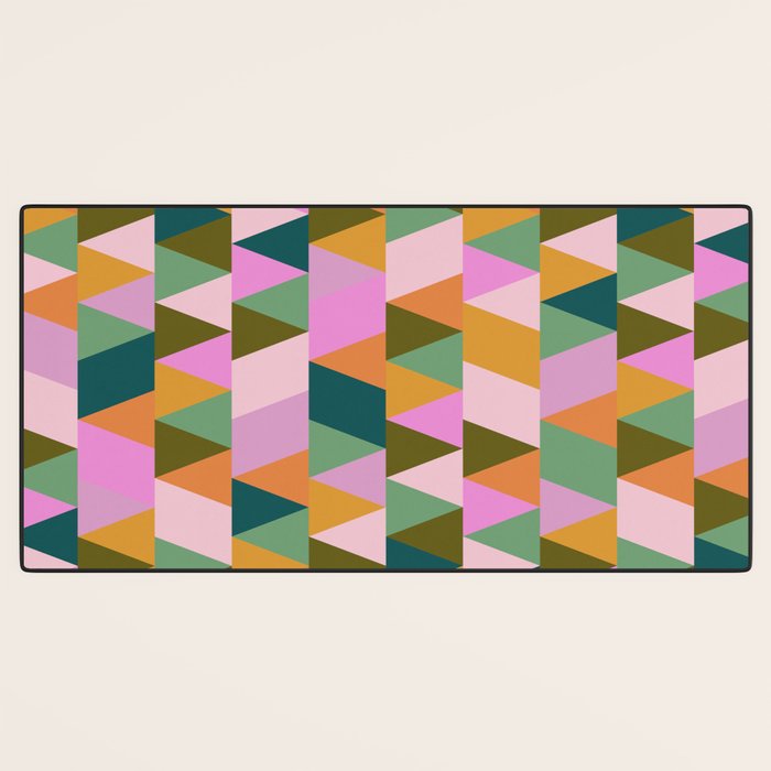 Retro Modern Pink Green Geometric Triangle Art Desk Mat Gallery Image 3