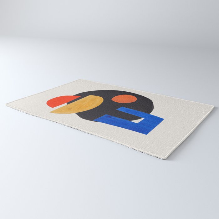 Minimalist Modern Mid Century Funky Colorful Primary Shapes Paper Collage by Ejaaz Haniff Rug Gallery Image 3