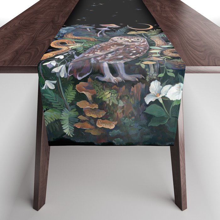 Owl and Snakes Mushroom forest Table Runner Gallery Image 1