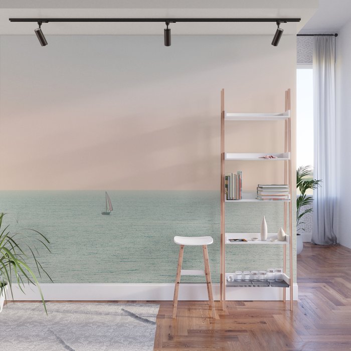 Sky Blush x Ocean Art Wall Mural Gallery Image 1
