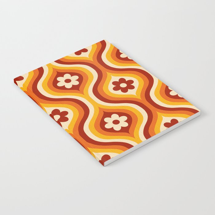 70s Groovy Daisy Ovals Pattern Notebook Gallery Image 1