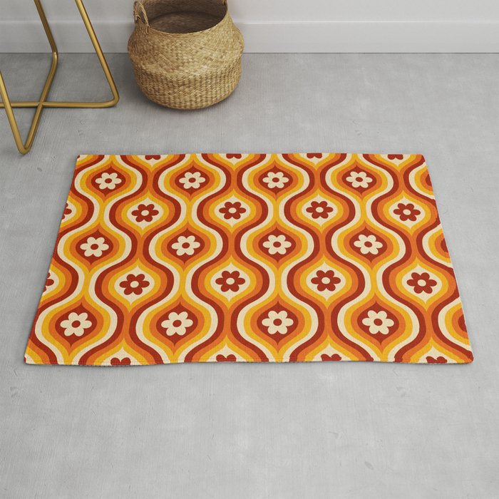 70s Groovy Daisy Ovals Pattern Rug Gallery Image 1