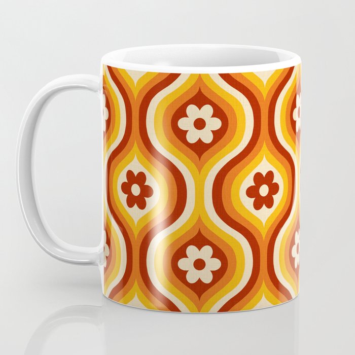 70s Groovy Daisy Ovals Pattern Coffee Mug Gallery Image 3