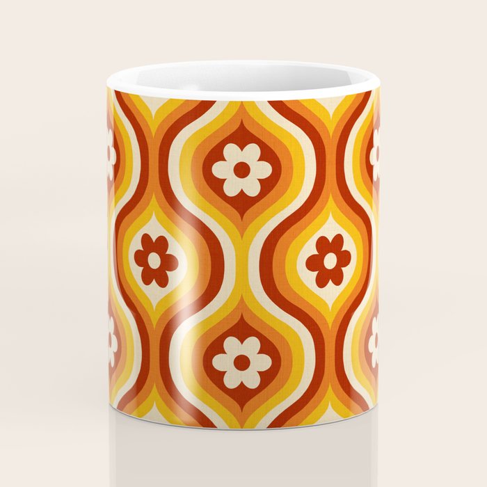 70s Groovy Daisy Ovals Pattern Coffee Mug Gallery Image 4