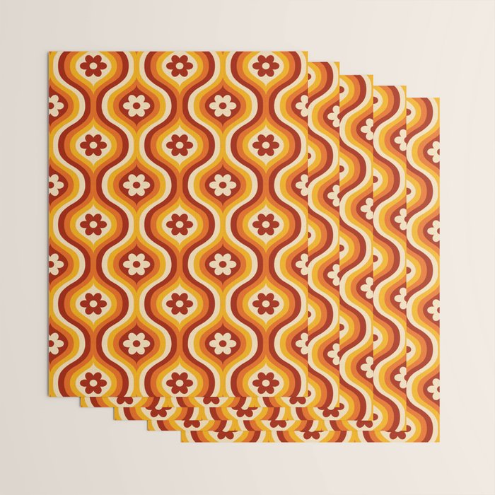 70s Groovy Daisy Ovals Pattern Wrapping Paper Gallery Image 3