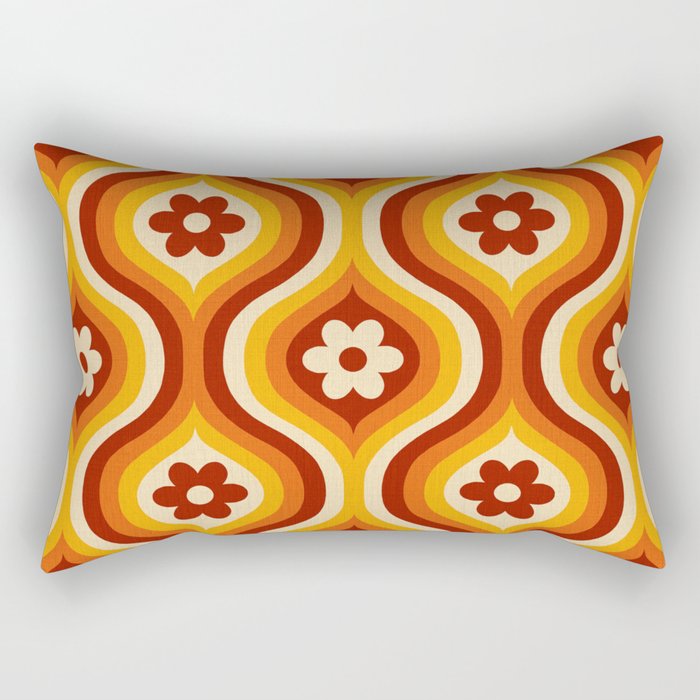 70s Groovy Daisy Ovals Pattern Rectangular Pillow Gallery Image 2