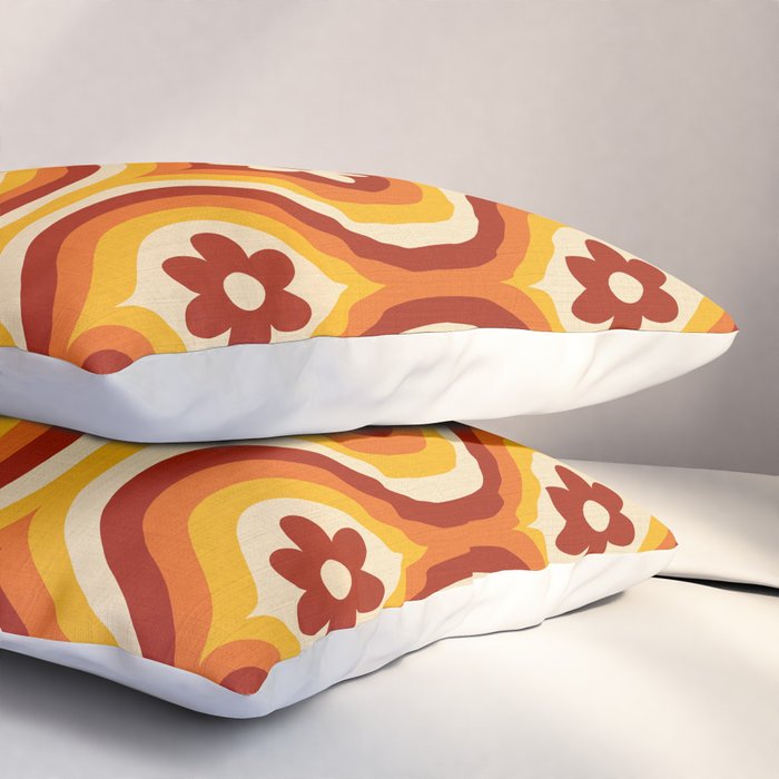 70s Groovy Daisy Ovals Pattern Pillow Sham Gallery Image 3