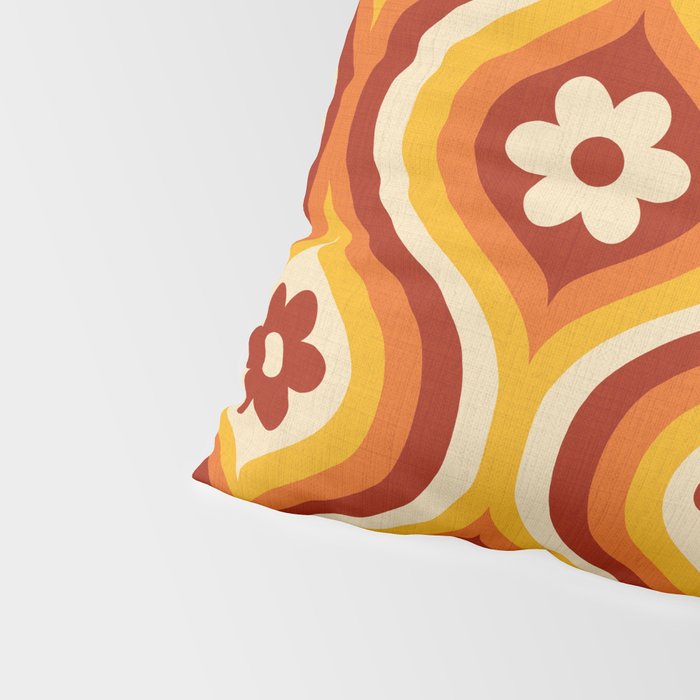70s Groovy Daisy Ovals Pattern Pillow Sham Gallery Image 4