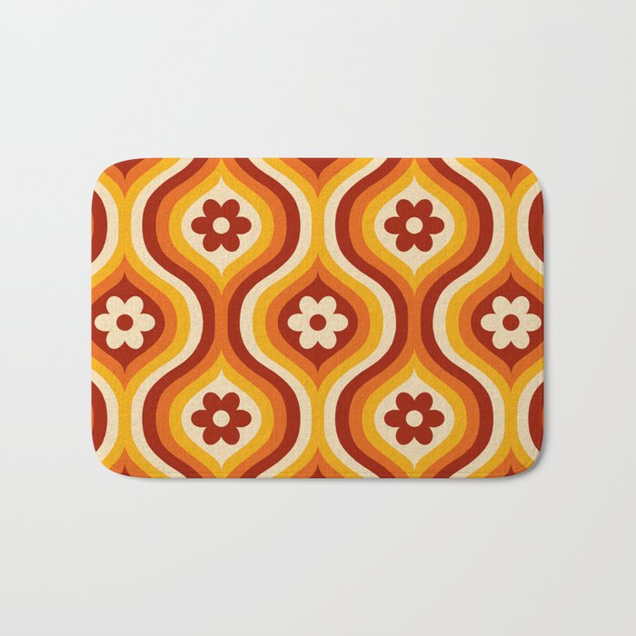 70s Groovy Daisy Ovals Pattern Bath Mat Gallery Image 1
