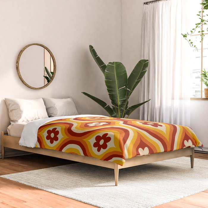 70s Groovy Daisy Ovals Pattern Comforter Gallery Image 2