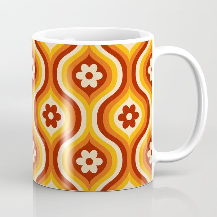 70s Groovy Daisy Ovals Pattern Coffee Mug Gallery Image 1
