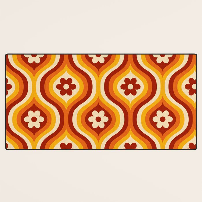 70s Groovy Daisy Ovals Pattern Desk Mat Gallery Image 3
