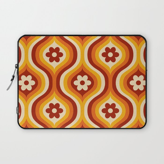 70s Groovy Daisy Ovals Pattern Laptop Sleeve Gallery Image 1