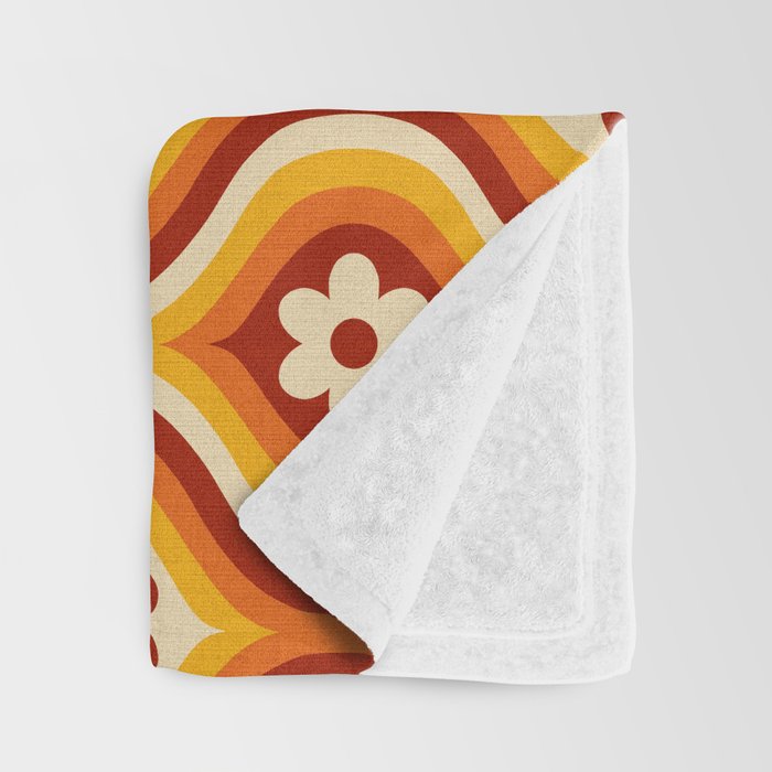 70s Groovy Daisy Ovals Pattern Throw Blanket Gallery Image 3