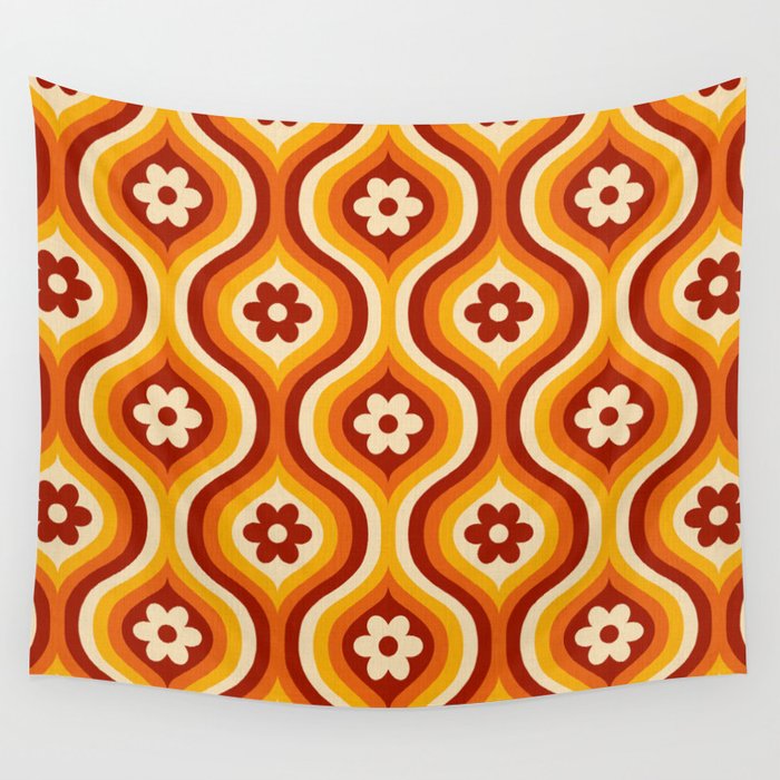 70s Groovy Daisy Ovals Pattern Wall Tapestry Gallery Image 4