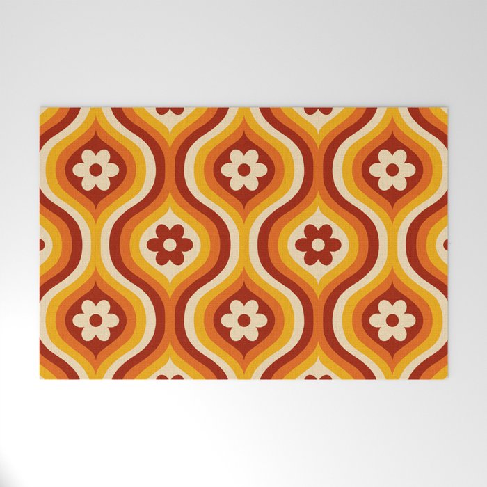 70s Groovy Daisy Ovals Pattern Welcome Mat Gallery Image 1