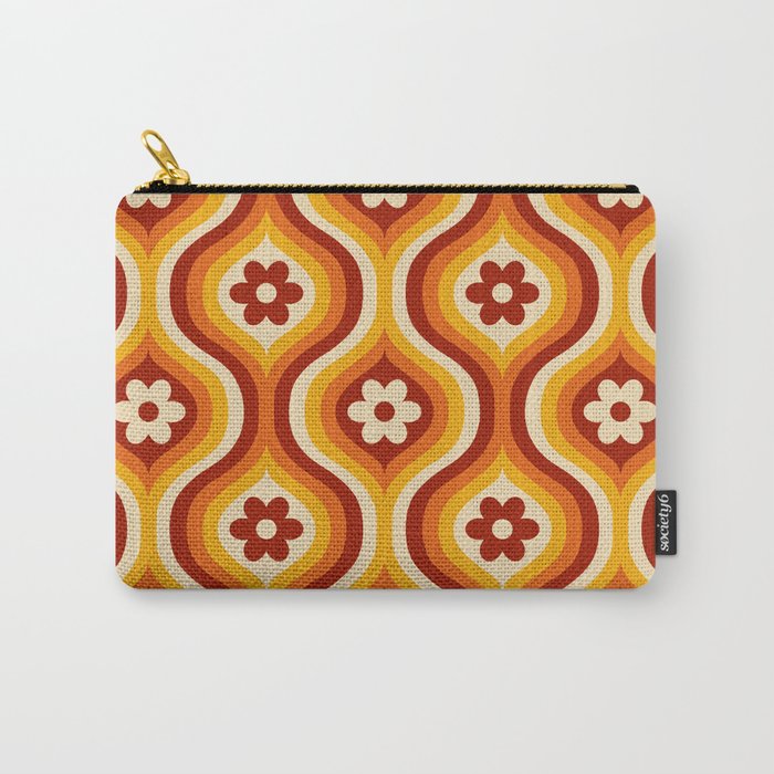 70s Groovy Daisy Ovals Pattern Carry All Pouch Gallery Image 1