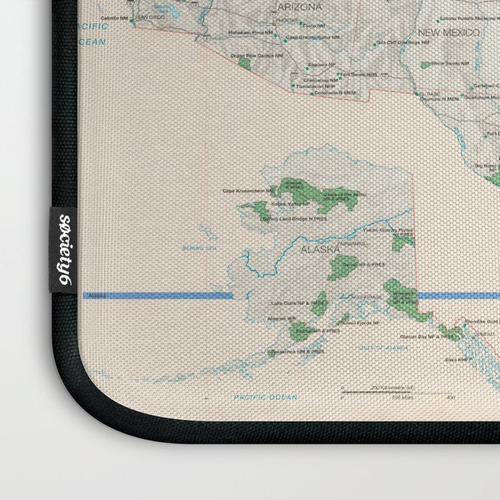 United States National Parks Map (2000) Vintage US Recreational & Preserve Areas Atlas Laptop Sleeve Gallery Image 3
