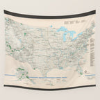 United States National Parks Map (2000) Vintage US Recreational & Preserve Areas Atlas Wall Tapestry Gallery Image 4