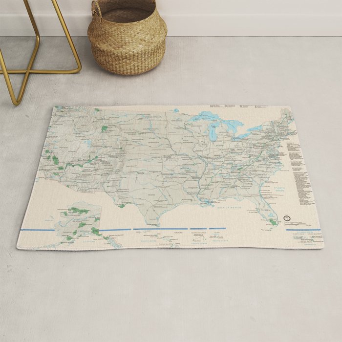 United States National Parks Map (2000) Vintage US Recreational & Preserve Areas Atlas Rug Gallery Image 1