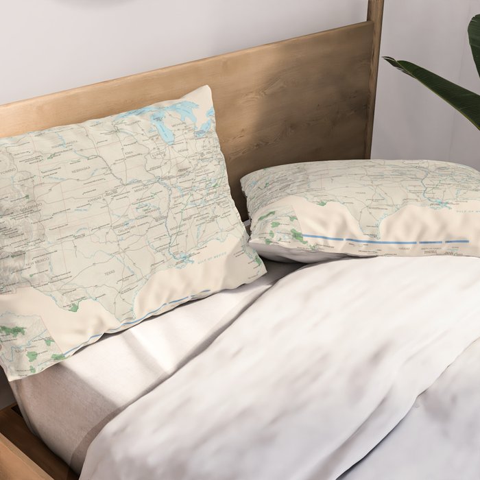 United States National Parks Map (2000) Vintage US Recreational & Preserve Areas Atlas Pillow Sham Gallery Image 2