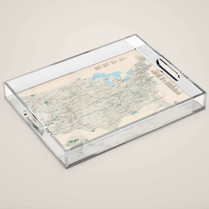 United States National Parks Map (2000) Vintage US Recreational & Preserve Areas Atlas Acrylic Tray Gallery Image 1